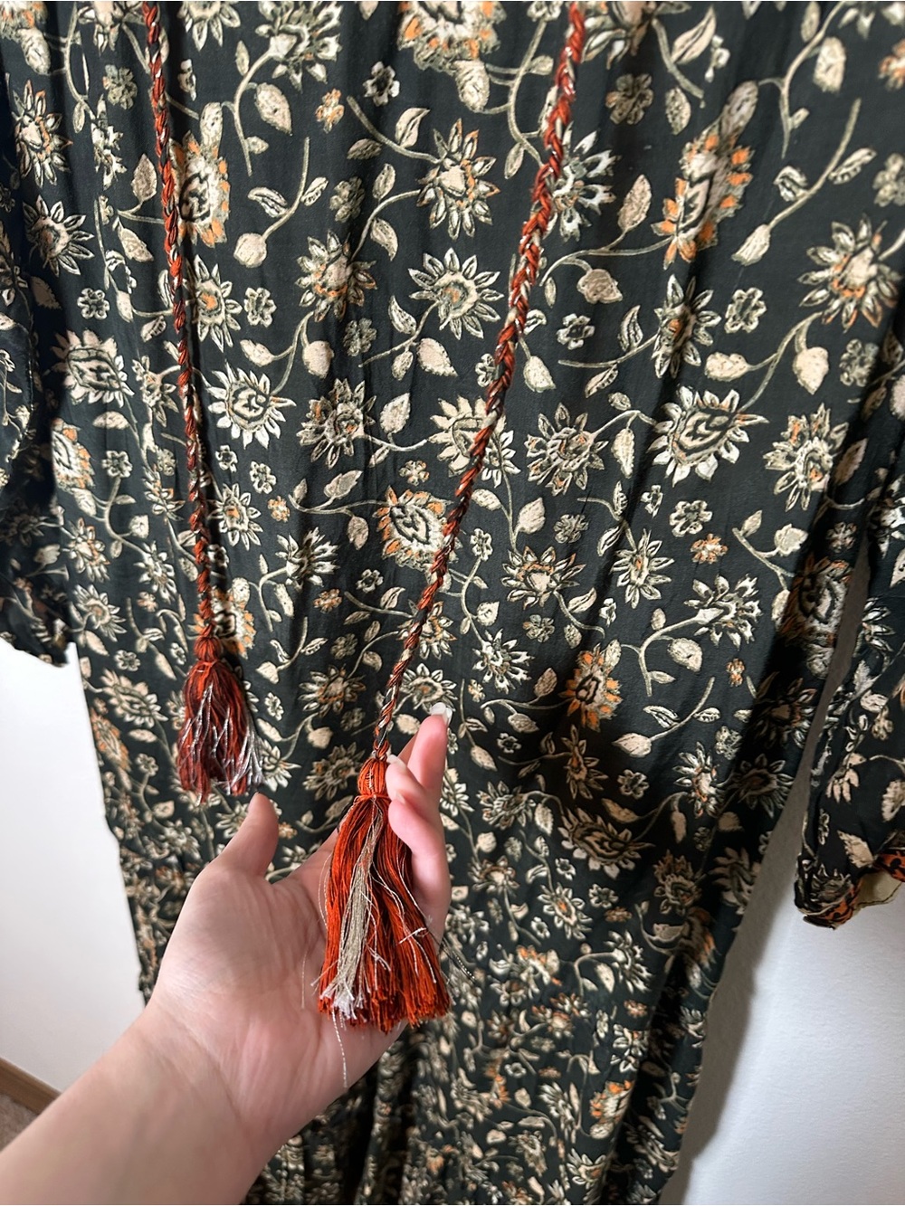 Natural Life Lula Floral Maxi Dress Long Sleeve Green Floral Medium - Picture 5 of 8